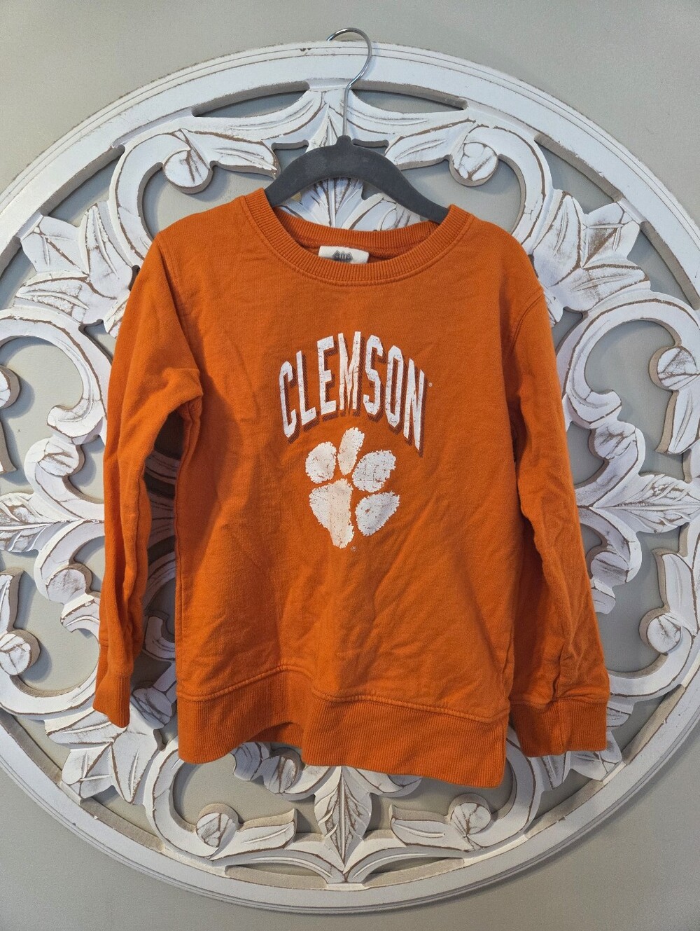 Wes And Web. Kids' Clemson Orange Crewneck Sweatshirt. 4T. Unisex